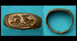 Ring, Roman, Roosters Intaglio, ca. 2nd-3rd Cent, Rare!